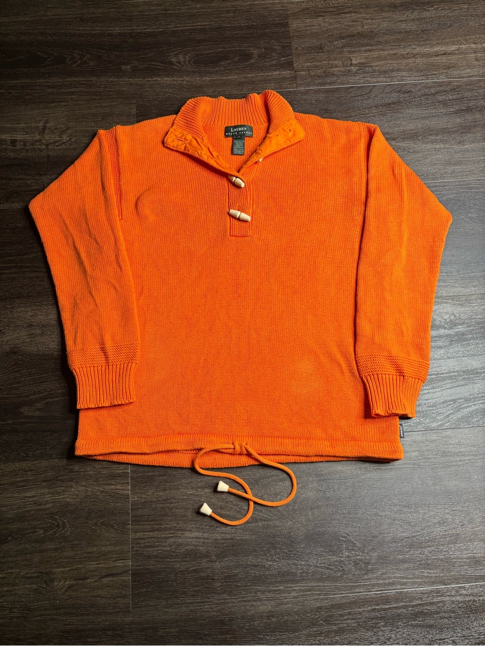Women’s Polo Ralph Lauren Henley Toggle Sweater Size Small Orange